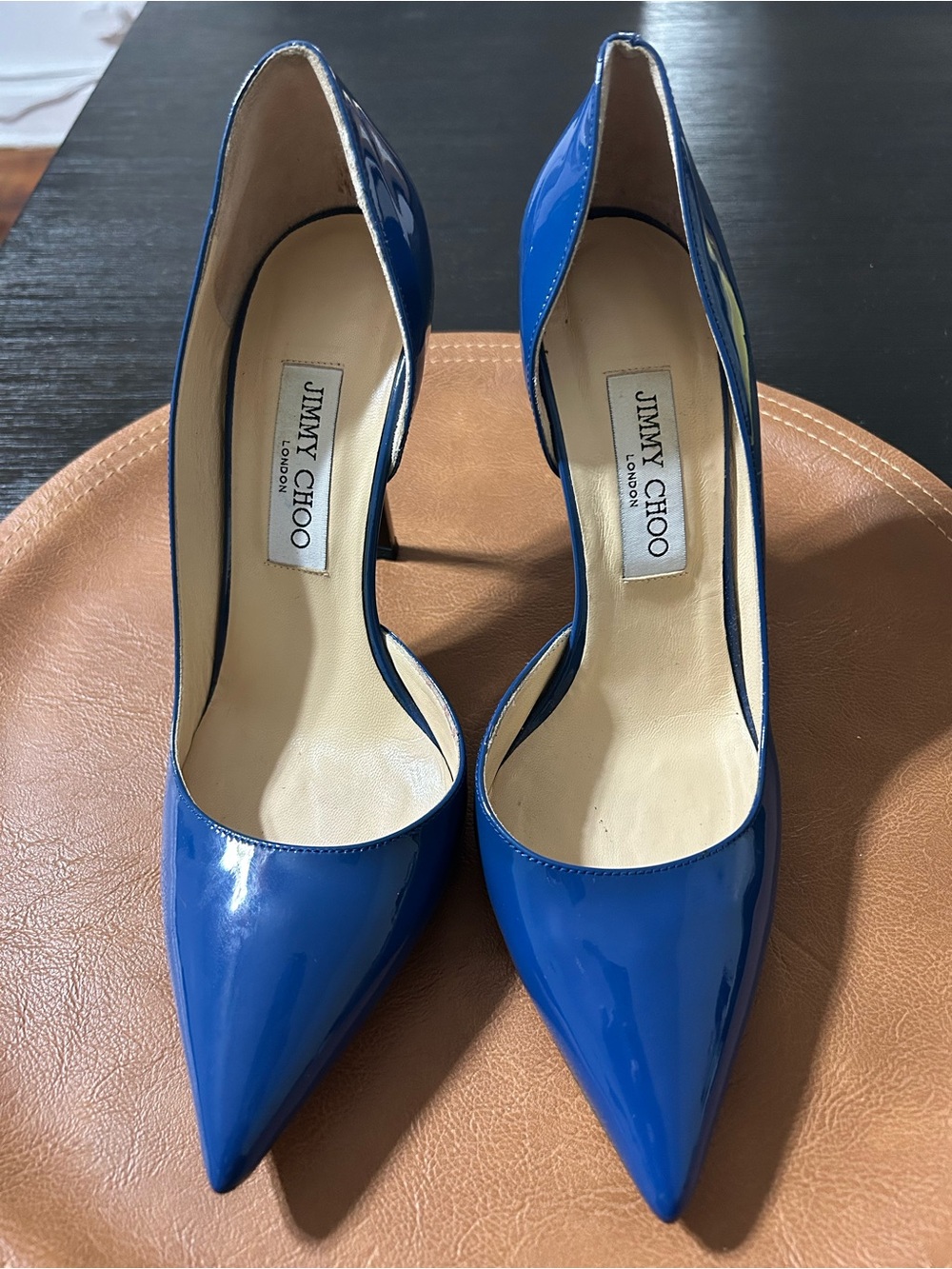 Jimmy Choo Electric Blue Patent Pointed-Toe Pumps